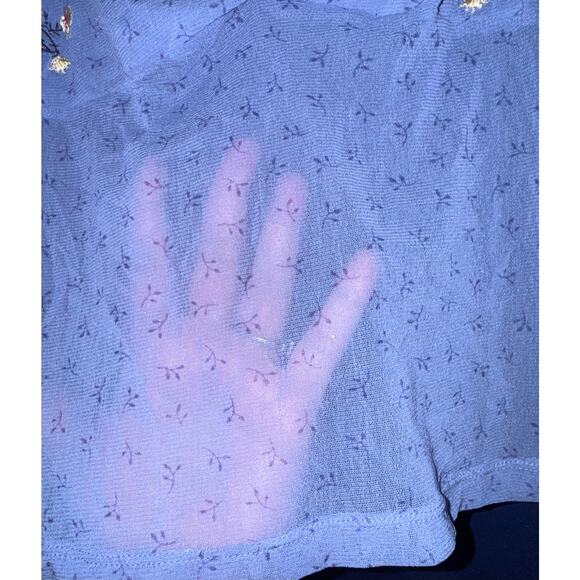 Vintage Y2K Tommy Jean Sheer Embroidered Baby Tee Top Small Floral Cottage Fairy - Picture 7 of 7